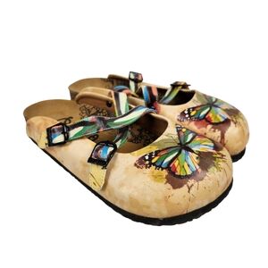 Colorful Butterfly Print Women's Mules size 40